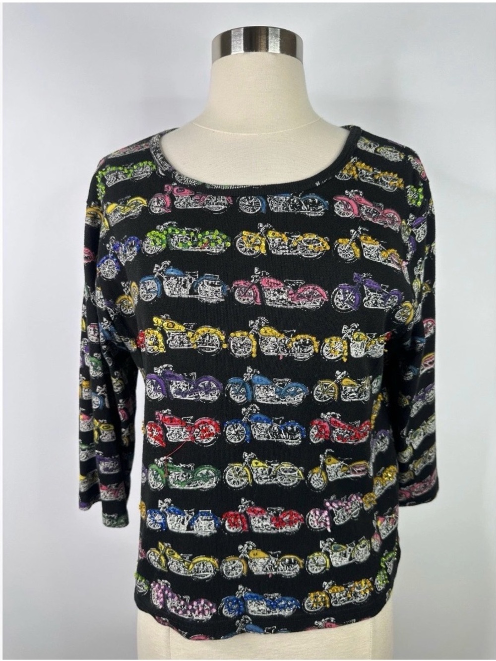 Don’t mess with Texas sequin Motorcycle-Print Knit Top